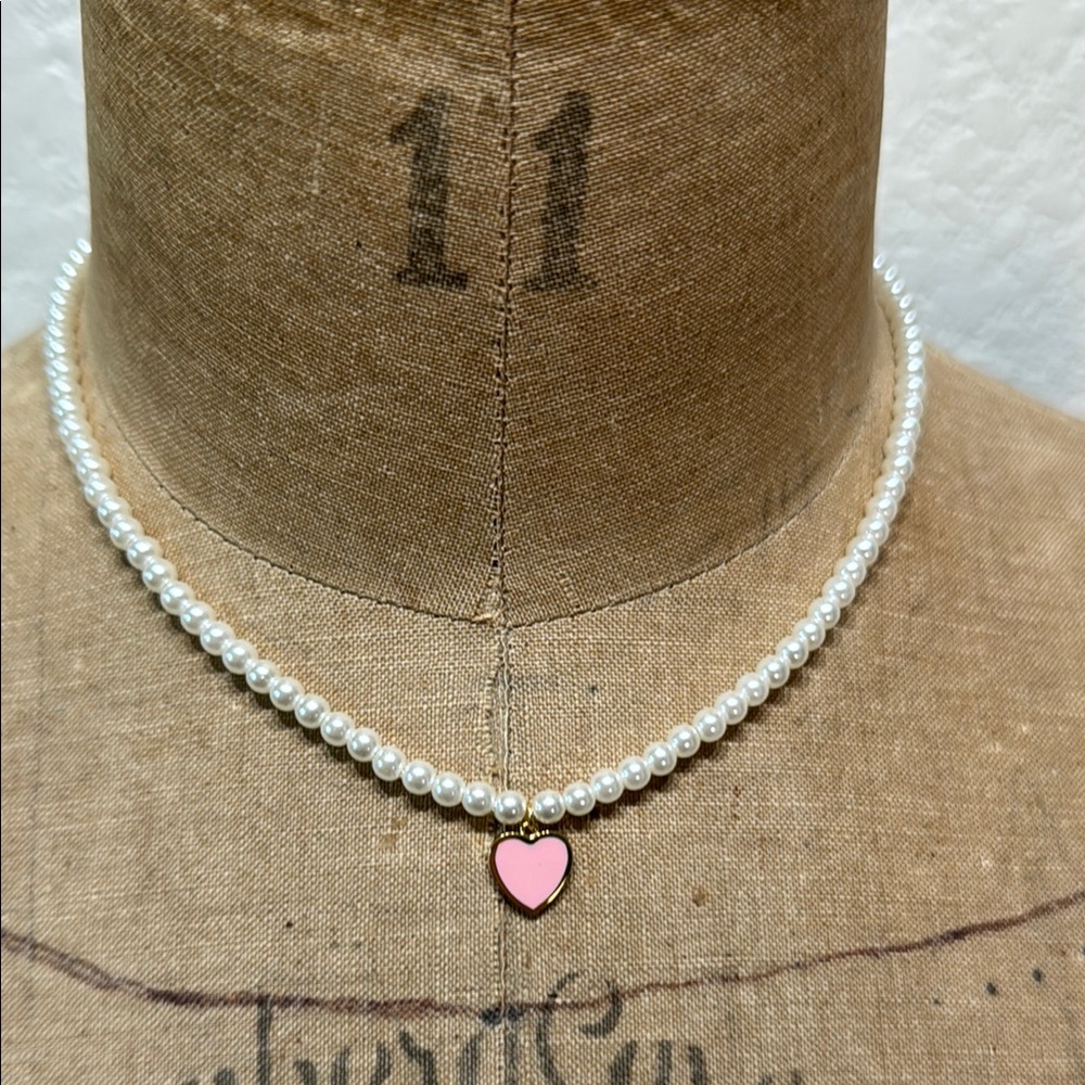 Bundle of 4‎ Gold Dipped Heart Pearl Black Turquoise Pink White Necklaces NWT - Picture 7 of 9